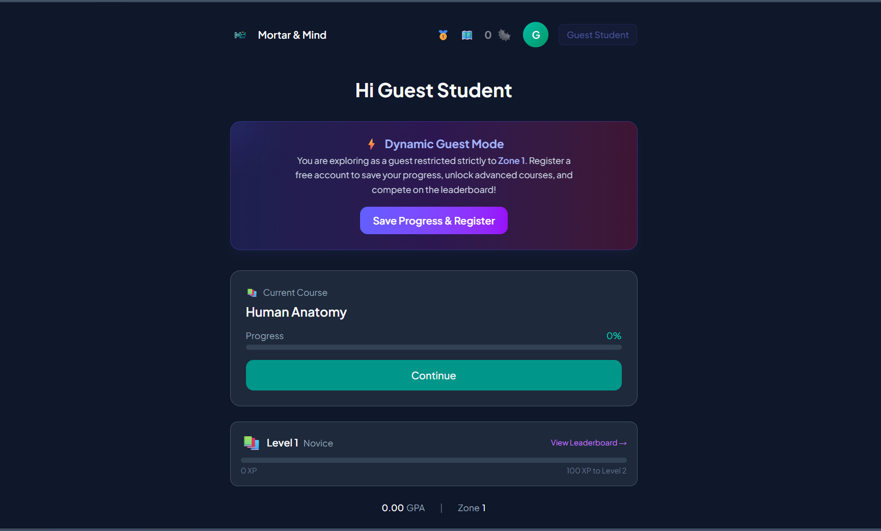 Mortar & Mind Dashboard Preview